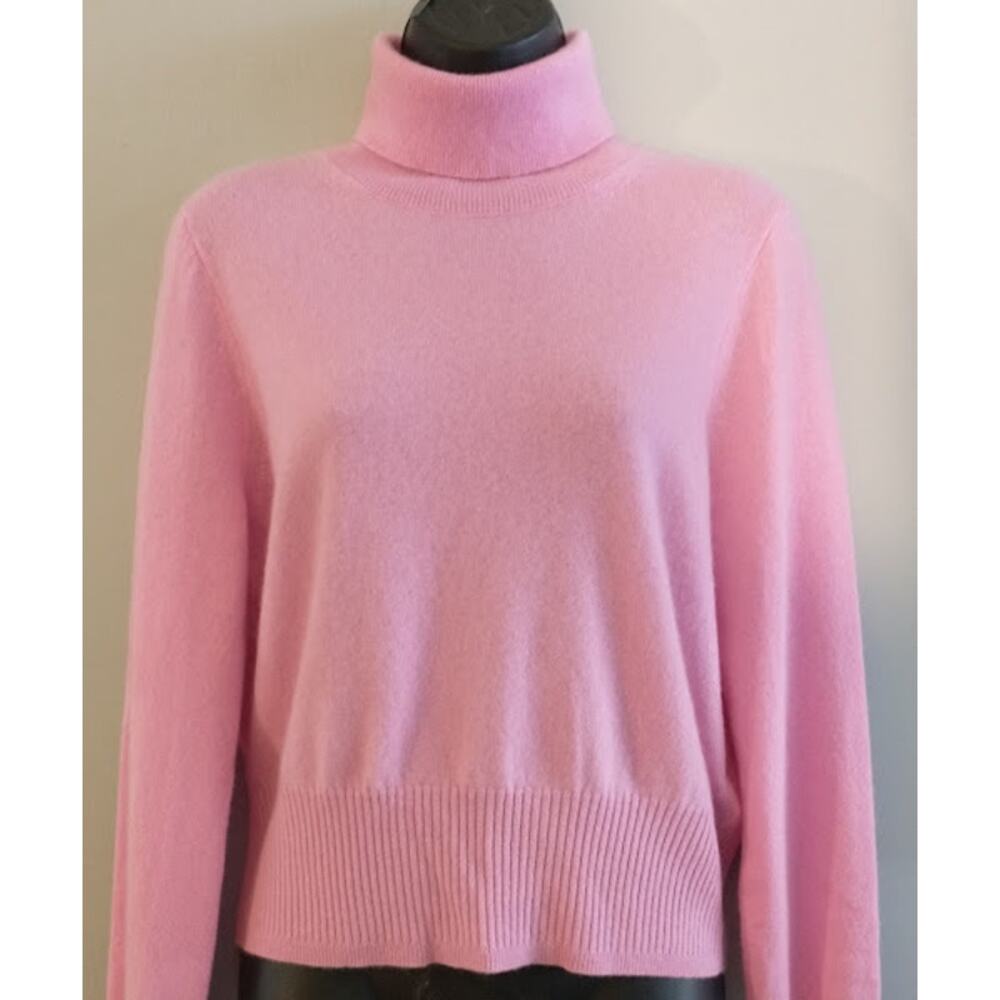 JCrew Woman 100% Cashmere Pink Turtleneck Sweater Pullover Medium MSRP $138